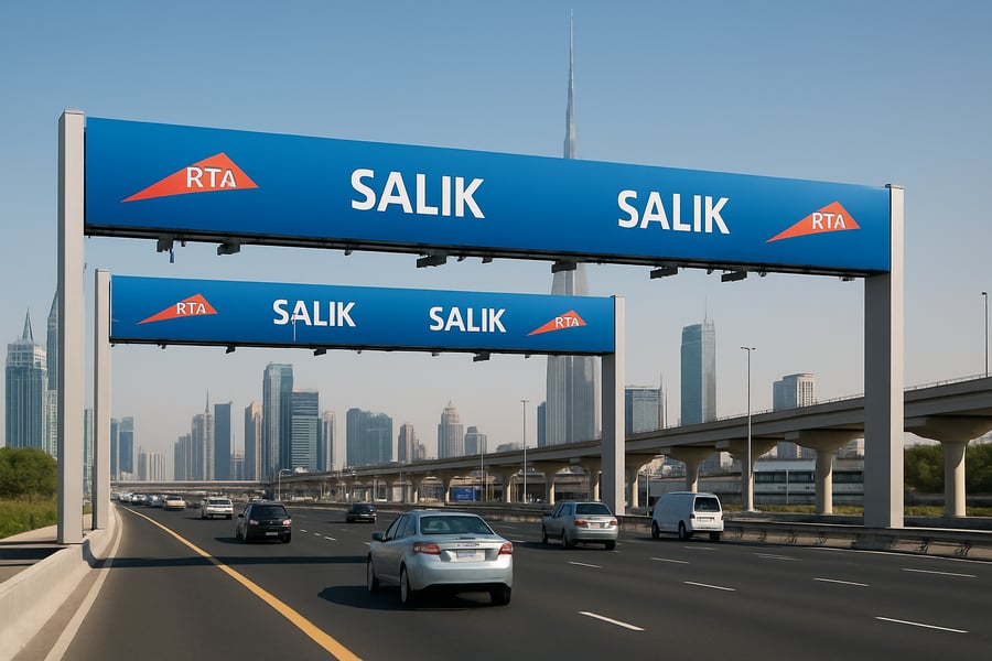 Dubai toll road with electronic payment system Dubai toll road with electronic payment system