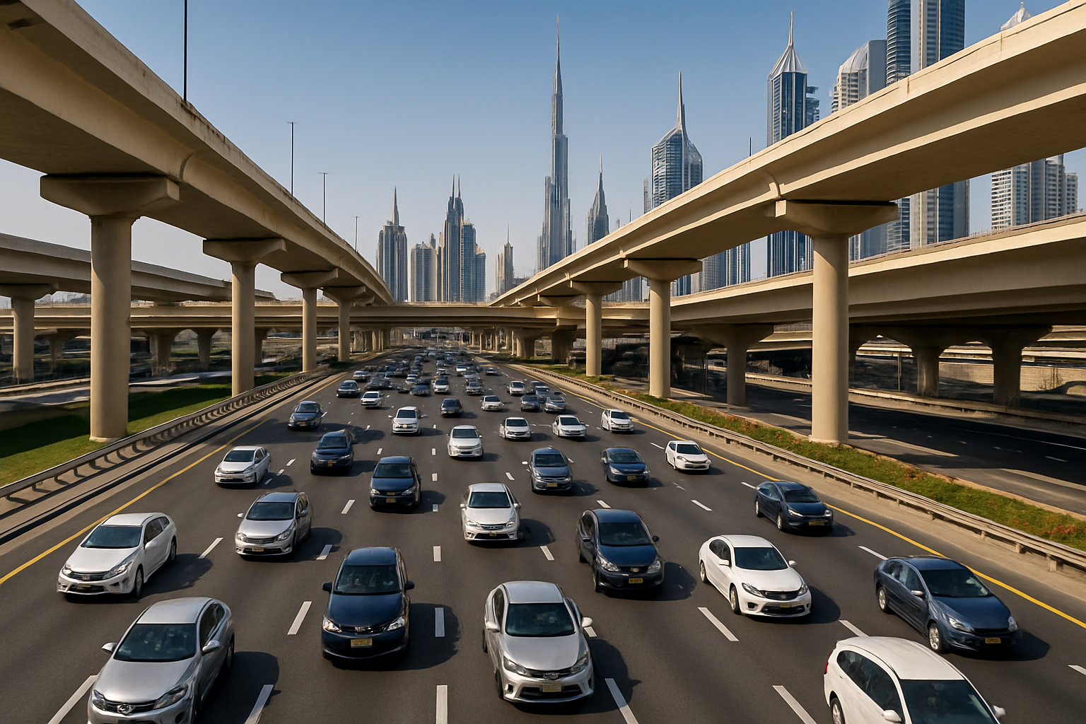Efficient traffic flow on a Dubai motorway