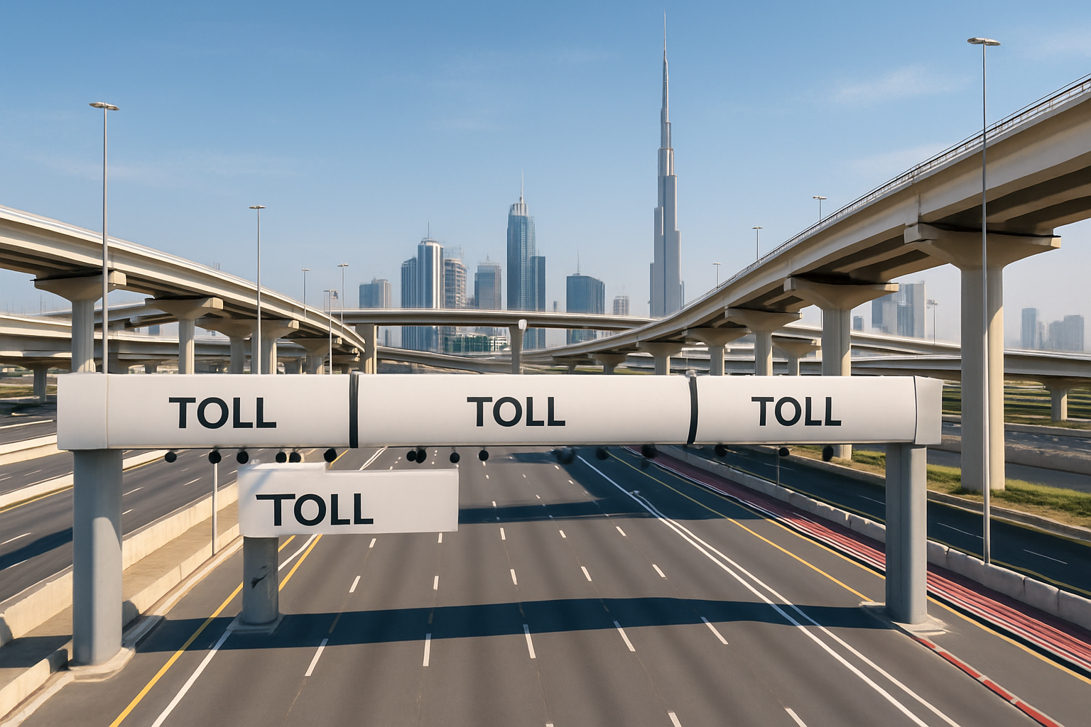 Modern toll road infrastructure in Dubai